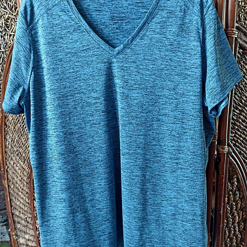 Augusta Sportswear Heathered Blue V-Neck Tee